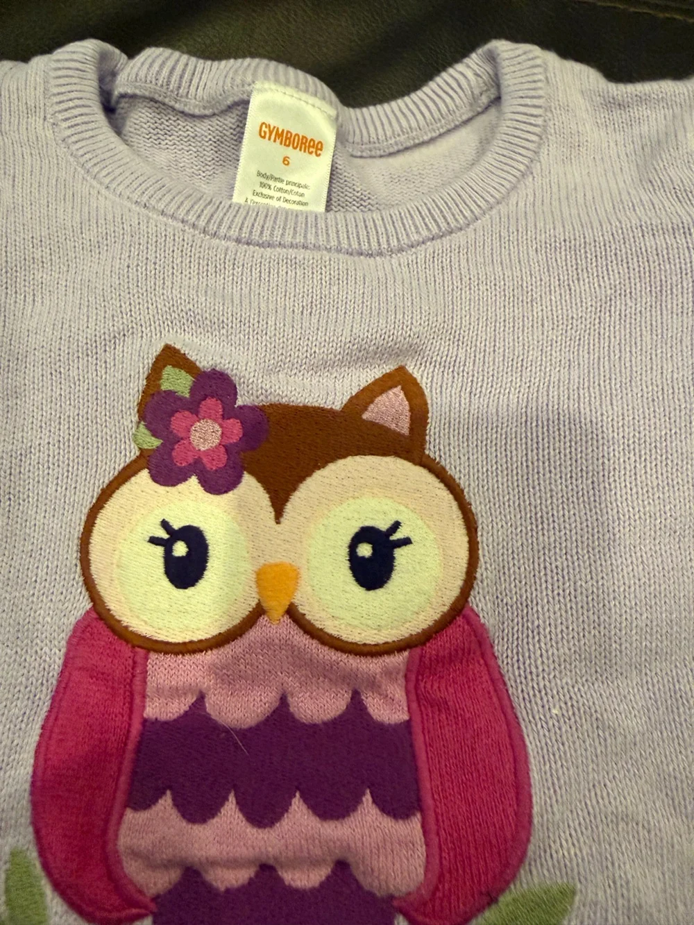 Gymboree Lavender Owl Sweater Top - Pink & Purple Owl Applique